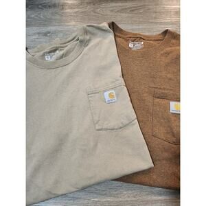 BUNDLE Carhartt T Shirts Mens 3XL Tall Brown Short Sleeve Pocket Tee Work Wear